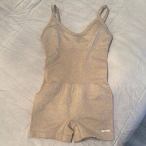 Beige BO+TEE Sleeveless Romper